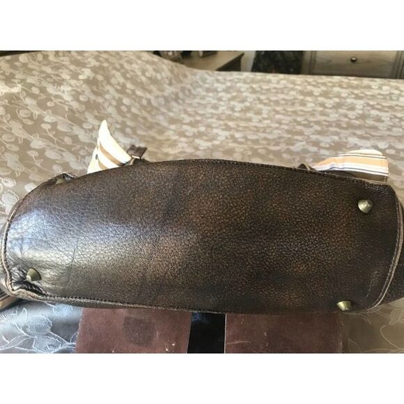 J Tote Chocolate Leather Messenger Satchel - Picture 6 of 9